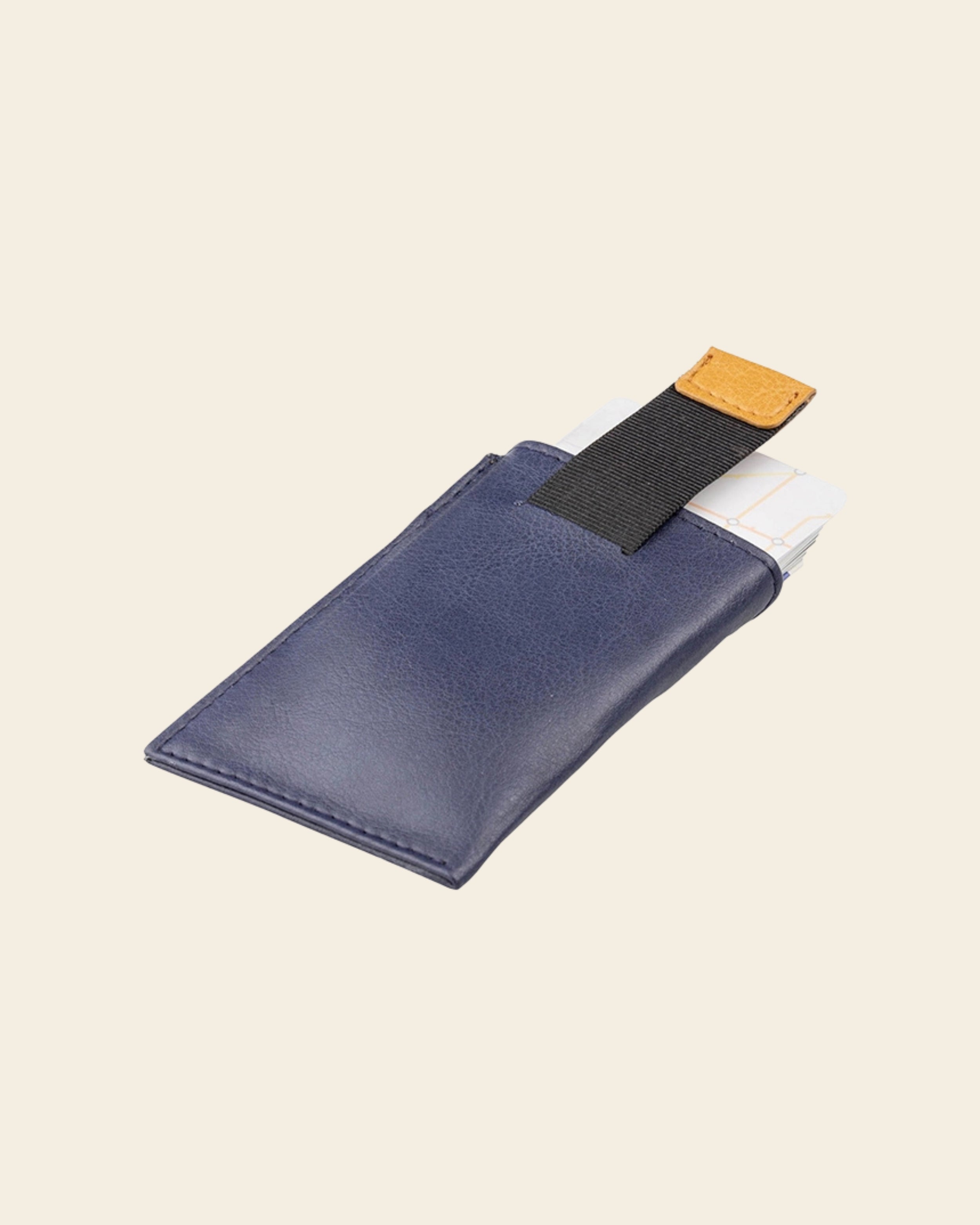 Waterproof slim card holder - Blue/Camel