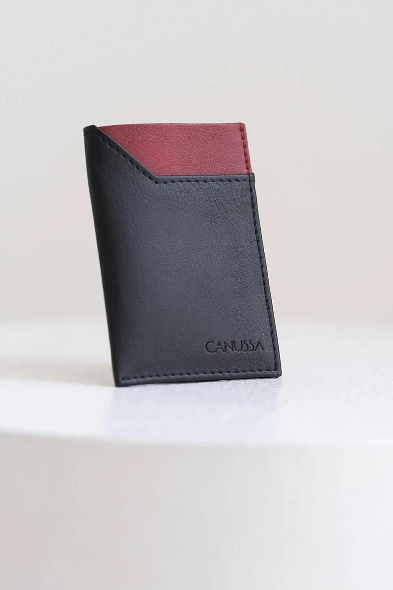 Slim card holder - Black/Red