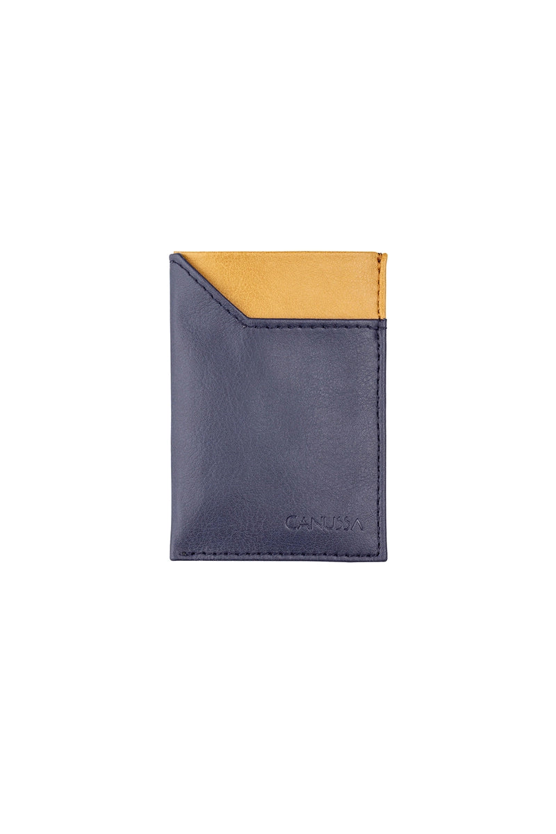 Slim cards holder - Blue/Camel
