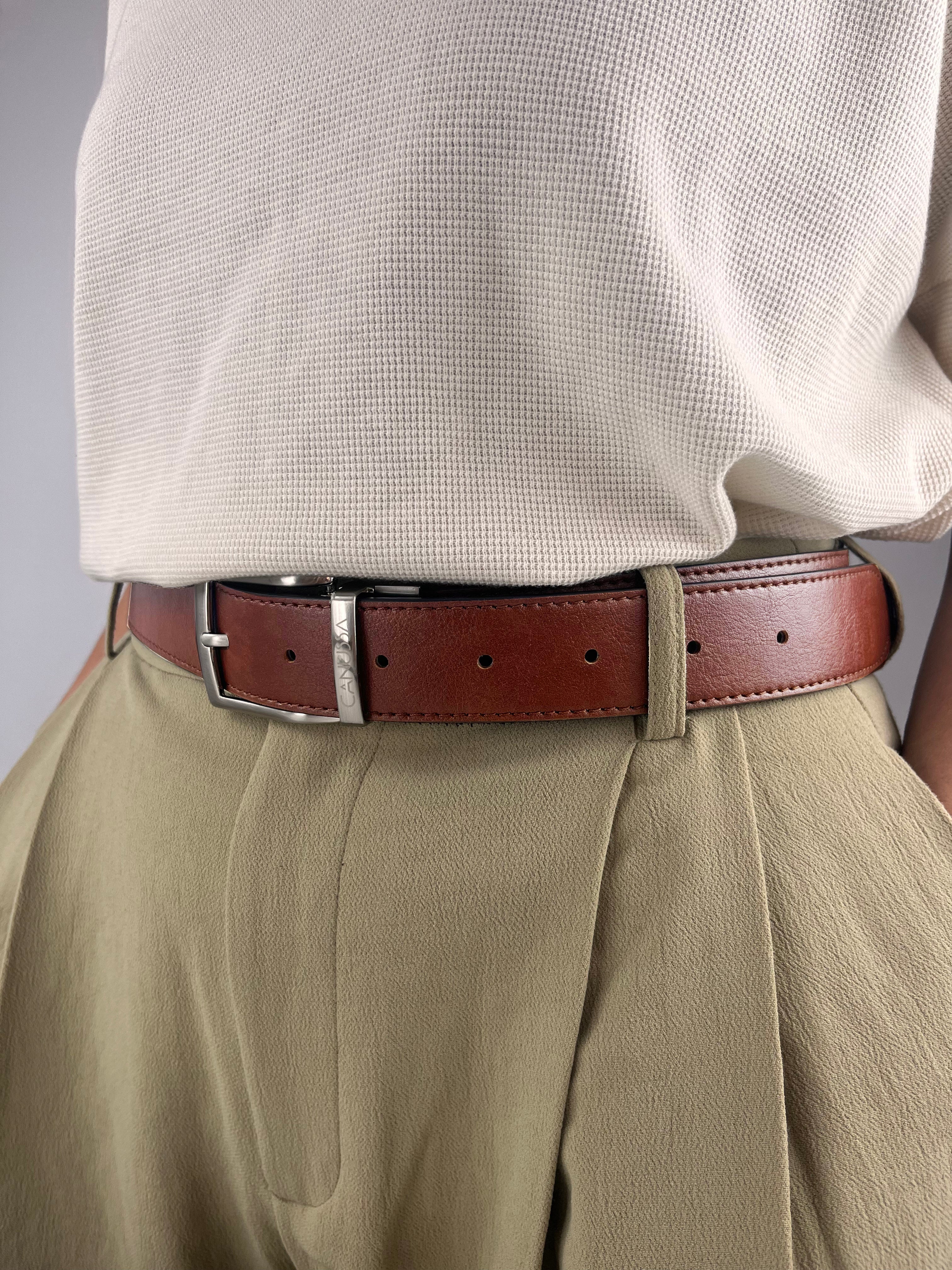 Second life | Reverse ceinture réversible - Blanc / Chocolat