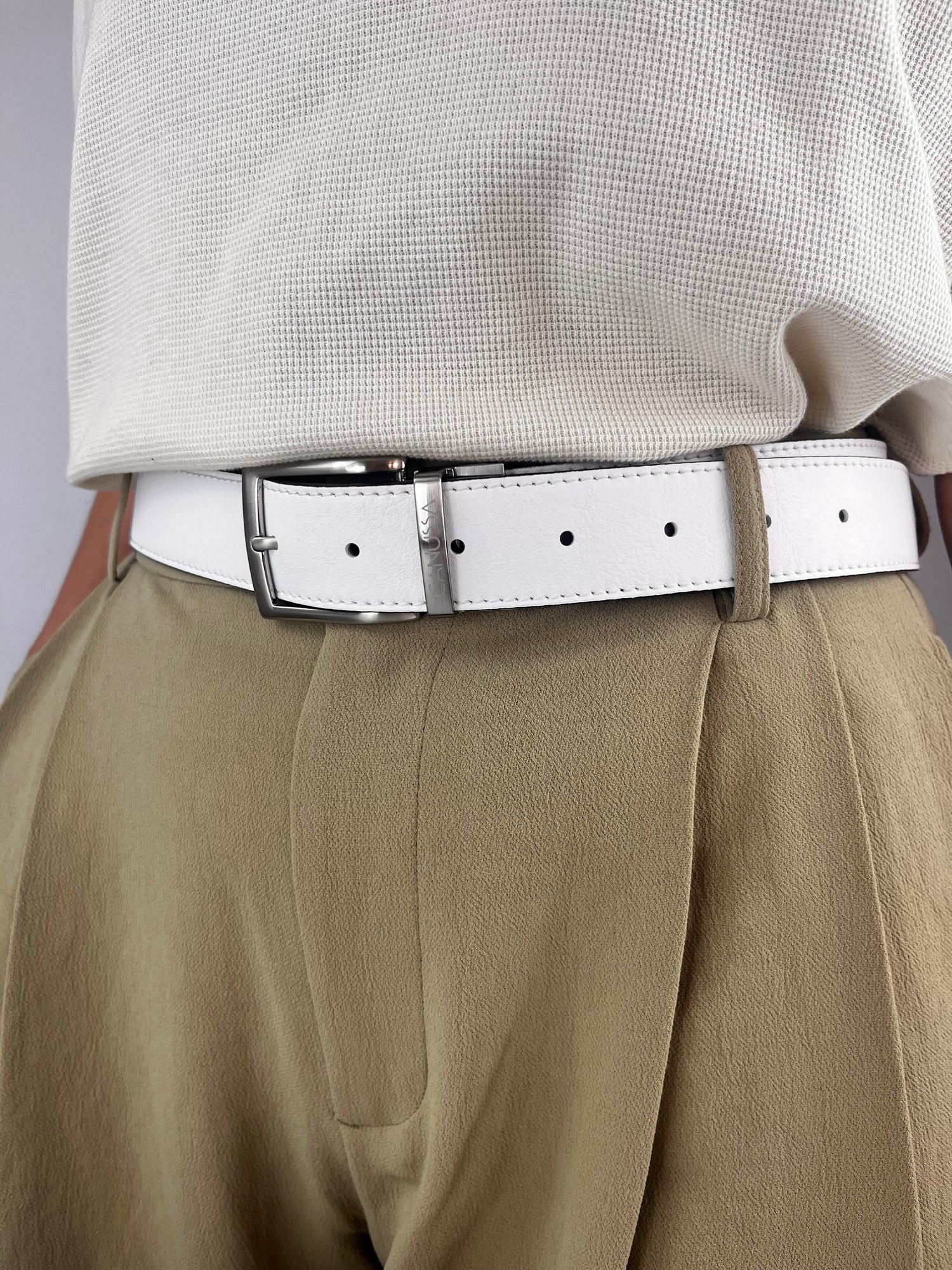 Reverse reversible belt – White/Chocolate
