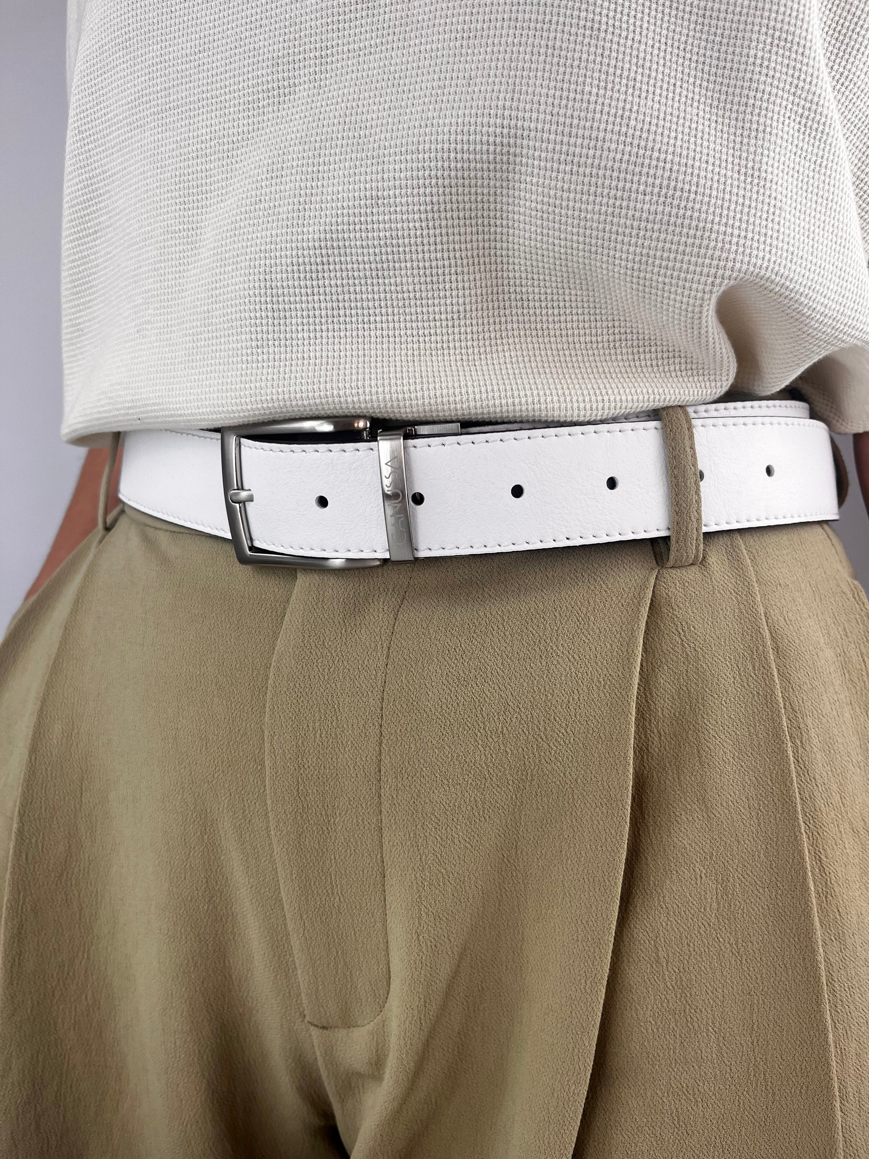 Reverse reversible belt – White/Chocolate
