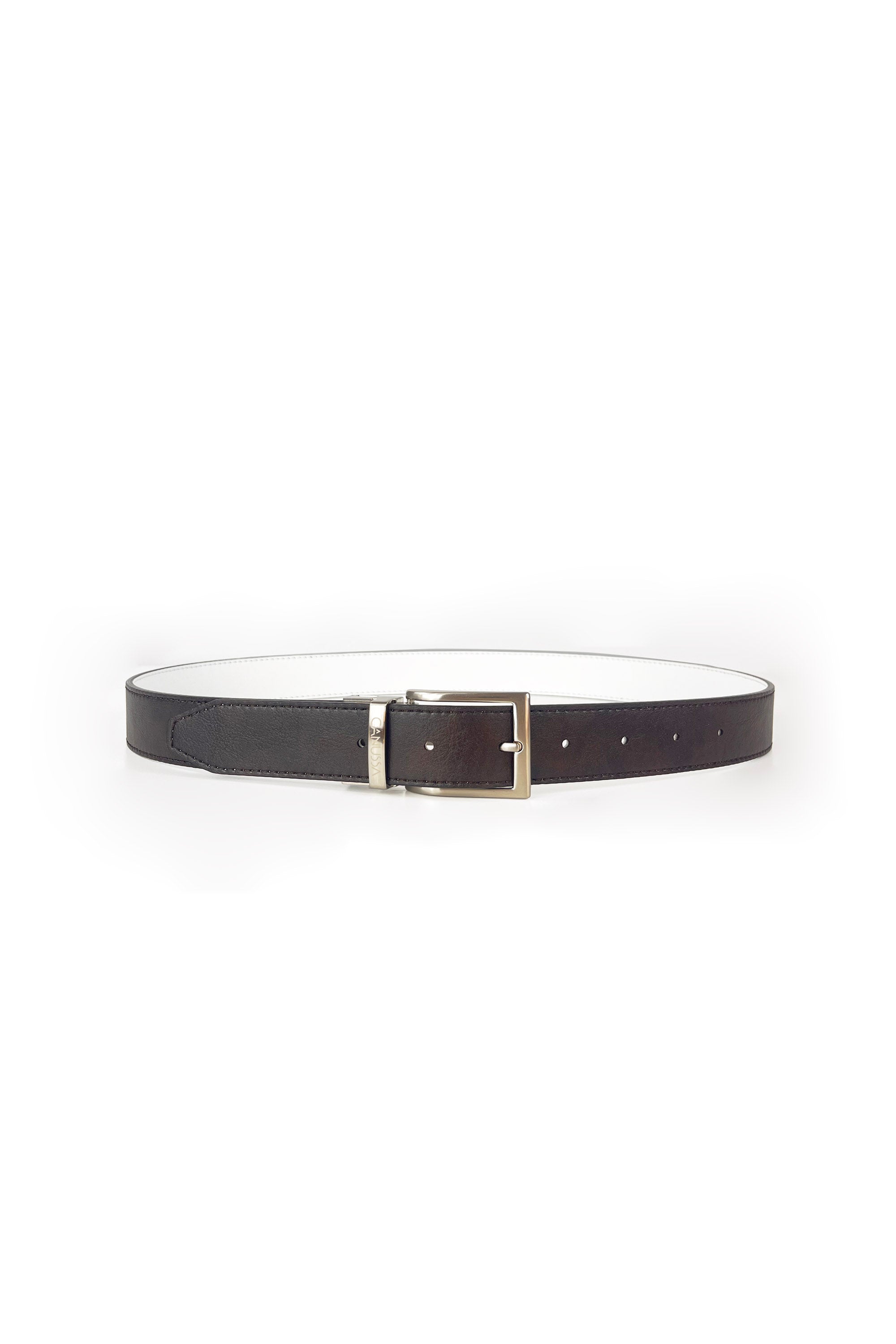 Reverse reversible belt – White/Chocolate